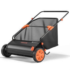 VEVOR 30-inch push lawn sweeper with 12 cubic foot hopper bag